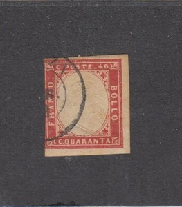 ITALIEN-SARDINIEN (MK5718) # 13 F-USED 40c 1863 KING VICTOR EMMANUEL /RED CV 40 $ - Bild 1 von 1