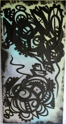 PINTURA EN AEROSOL BRUNO NATALIO VAGO SOBRE LIENZO GRANDE FIRMADA GRAFFITI ABSTRACTO MIAMI Foto 1 de 4