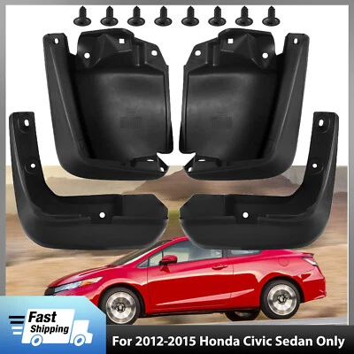 4x Front&Rear Mud Flaps Splash Guards for Honda Civic 2012 2013 2014 2015 Sedan - Image 1 of 4