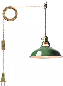 Modern Macaron Green Plug-in Plendant Light,10.6-Inch Hanging Light Fixtures - Picture 1 of 7
