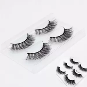 Visón Natural Moda Real 5 Hechos a Mano Grueso Largo Falso 3D Pares Pestañas Pestañas - Imagen 1 de 11