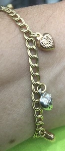 14KT YELLOW GOLD HEARTS CHARMS BRACELET WEIGHT 4.7g SIZE 7.5” - Picture 1 of 18