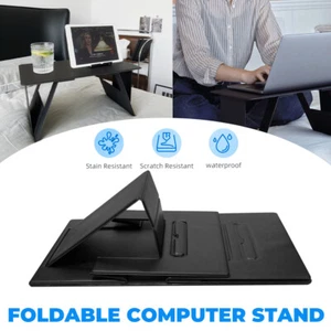 Foldable Laptop Stand Ergonomic Portable Laptop Riser PU Leather Laptop Holder - Picture 1 of 13