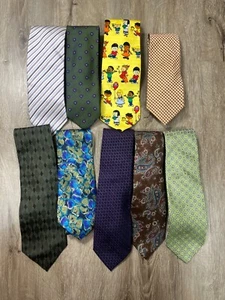 Lote de 8 Corbatas Hombre 100% Seda Yves Saint Laurent Christian Dior Peter Millar - Imagen 1 de 10