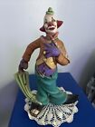 Vintage Atlantic Mold  Ceramic Circus Clown Figurine WITH Umbrella