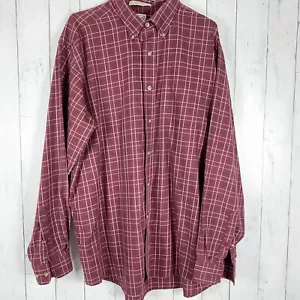 LL Bean Button Shirt Men’s Sz XL Wrinkle Free Traditional Fit Plaid Burgundy - Imagen 1 de 7