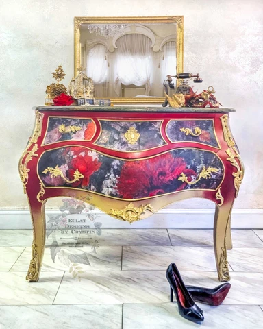 Antique Italian Rococo, Bombe Commode, Chest of Drawers Cover