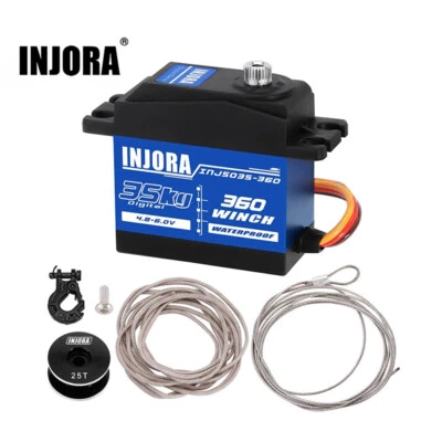 INJORA Waterproof 360° 35KG Digital RC Servo Steering Winch Spool Wheel 23T/25T