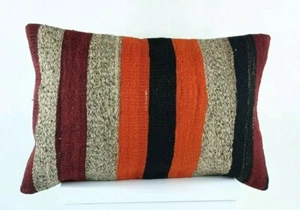 Kilim Pillow Cover 16x24 Ethnic Oushak Rug Boho Tribal Ottoman Cushion E1230 - Picture 1 of 4