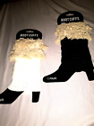 New ~ Lot  2 ~ Ladies Hand Knitted Acrylic Boot Cuffs ~ Women's ~white & Black  