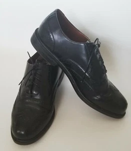 Deer Stags Kentech Mens Size 9.5  M  Wingtip Shoes Black Leather - Picture 1 of 9