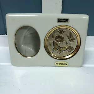 Vintage Art of Chokin Picture Frame White porcelain Edged in 24 k gold Japan - Picture 1 of 3