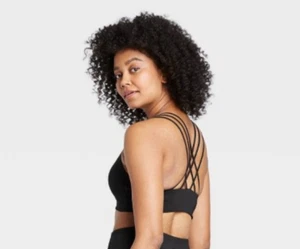 Women's Medium Support Crisscross Strappy Back Bra-All in Motion -Black -S -S553 - Picture 1 of 3