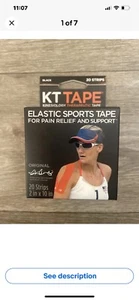 KT TAPE Original Cotton Elastic Sports Tape, 20 Pre-Cut Strips, 2"x10" Black
