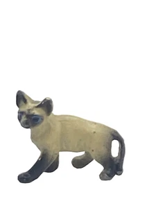 Miniature VTG Metal Cat Dollhouse Siamese Hand Painted Blue Eyes - Picture 1 of 12
