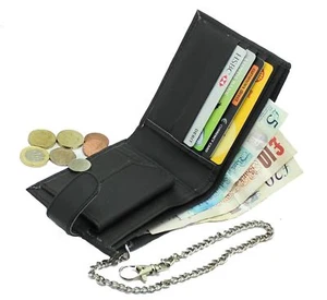 Mens Real Leather Biker Rider Wallet With Coin Pocket And Safety Metal Chain #06 - Picture 1 of 5