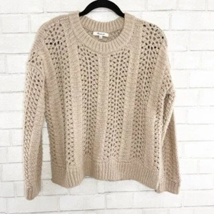 Madewell Beige Colored Open Knit Alpaca & Wool Blend Sweater Women's Size Small - Picture 1 of 6