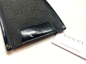 GUCCI VINTAGE STUDS GG GUCCISSIMA CANVAS LEATHER WALLET BIFOLD COIN ITALY BLACK - Picture 1 of 22