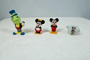 Lot 4 Disney Porcelain Figurines Mickey Minnie Jiminy Cricket Japan Taiwan 2" - Picture 1 of 9