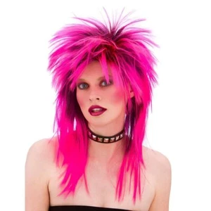 Peluca Mullet Estrella del Pop Estrella Pop Adulto Neón Damas Hombres Diva Punk 8195 - Imagen 1 de 1