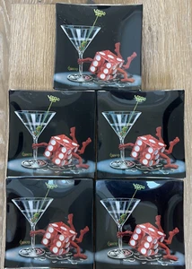 5 Michael Godard 6 x6" dados cargados plato de vidrio plato raro casino Martini juego - Imagen 1 de 18