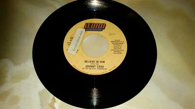 Johnny Cash - Believe In Him 45 Promo 7'' Word Nashville 1986 Rare - Image 1 of 4