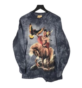 Camisa De Colección The Mountain Gris Tie Dye Nativo Americano Caballo Halcón Talla Grande - Imagen 1 de 5
