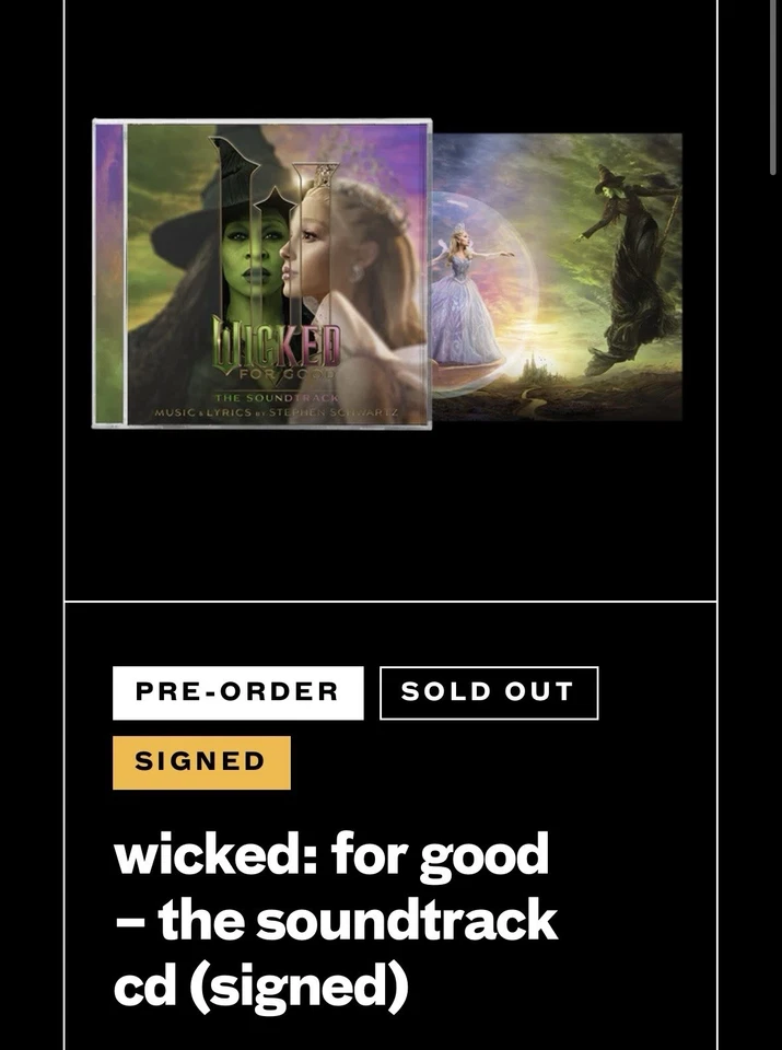 Wicked: For Good The Soundtrack CD (Signed) PREORDER - Image 1 of 1
