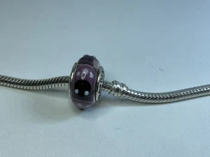 Pandora Murano Purple Lady Bug Charm Retired - Picture 1 of 5