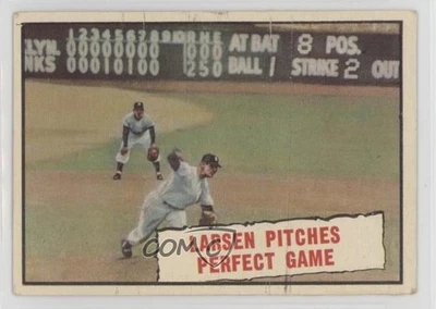 1961 Topps Baseball Thrills Don Larsen Larsen Pitches Perfect Game #402 - Image 1 of 2