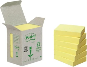 Canary Yellow Recycled Sticky Notes, Pack of 6, 100 Sheets Each - Picture 1 of 9