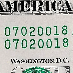 Same Matching Serial Number $1 Bill. Duplicate Serial Number. Unique Dollar. - Picture 1 of 4