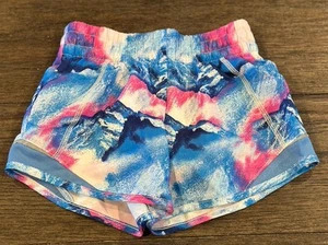 Athletic Works Girls lined athletic shorts sz S 6-6X pink blue - Picture 1 of 4