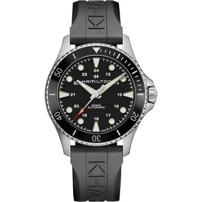 New Hamilton Khaki Navy Scuba Auto Black Dial Rubber Strap Men's Watch H82515330 - Image 1 of 2