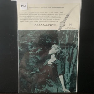Vintage 1960 Hamilton Watch Medallion Watch For Remembering Ad Advertisement - Picture 1 of 2