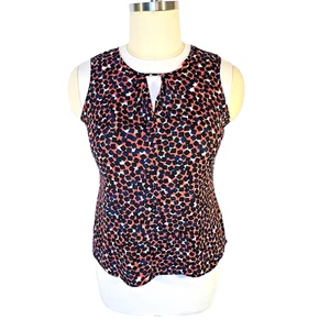 Nic + Zoe Tank Top Women's L Key Hole Neck Geometric Square Print - Picture 1 of 13