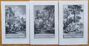 3 Blatt Kupferstiche Fontaine Fabeln Angeln Schafe etc. - 1790 - Bild 1 von 3