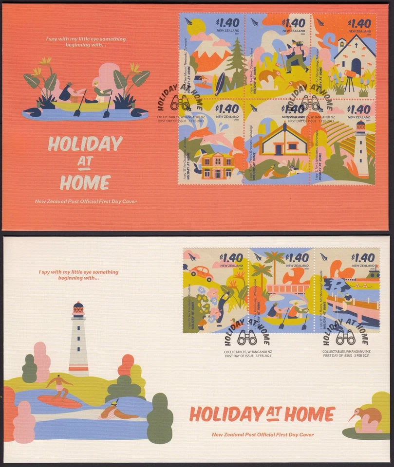 NEW ZEALAND 2021 Holiday at Home, Set of 9 on 2 FDC’s - Image 1 of 1