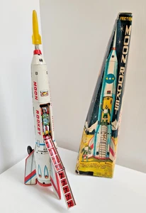 Fantástico Raro Juguete Litográfico de Lata Juguete Masuya Fricción Cohete Lunar con Caja Original -AF - Imagen 1 de 17