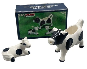 Tarro de leche de vaca eathenware con salero negro blanco LEER - Imagen 1 de 5