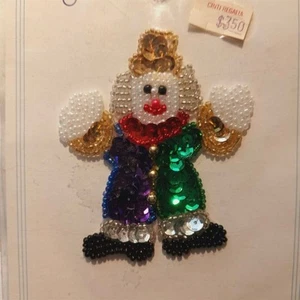 Colorful Clown Sequin Beaded Applique Patch Multicolor - Picture 1 of 3