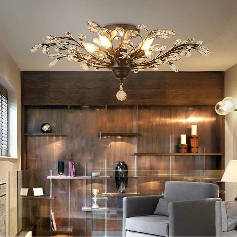 5-Lights Vintage Ceiling Light Bedroom Ceiling Lighting Crystal Bar Ceiling Lamp - Image 1 of 4