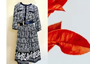 Vestido Vintage Años 70 Breli Boho Secretaria Falda Plisada Completa L XL - Imagen 1 de 4