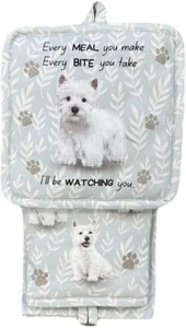 Westie Set da Cucina 3 Pezzi - Set di Guanti da Forno, Porta Pentole e Asciugamani da Cucina - Foto 1 di 1