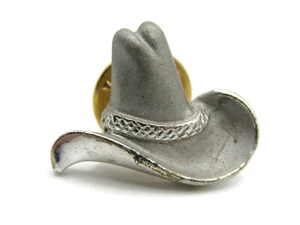 Cowboy Hat Etched & Brushed Finish Silver Tone - Picture 1 of 4