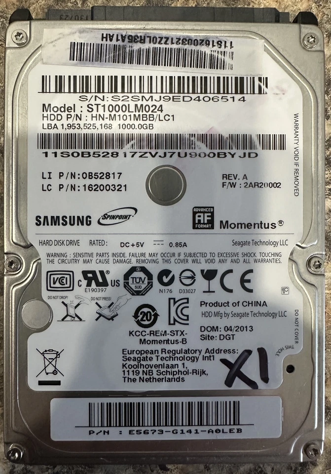 XBOX ONE X HARD DISK INTERNO 1TB SAMSUNG RICAMBIO parte di riparazione SLIM S - Immagine 1 di 1