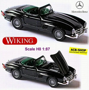 Mercedes-Benz 300 Sl Roadster 1957-63 W 198 II Nero 1:87 Wiking 834 04 - Foto 1 di 3