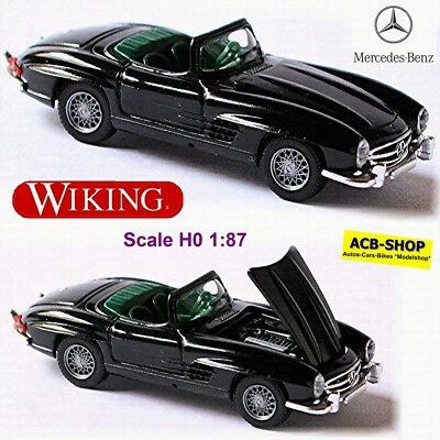 Mercedes-Benz 300 Sl Roadster 1957-63 W 198 II Nero 1:87 Wiking 834 04 - Immagine 1 di 3