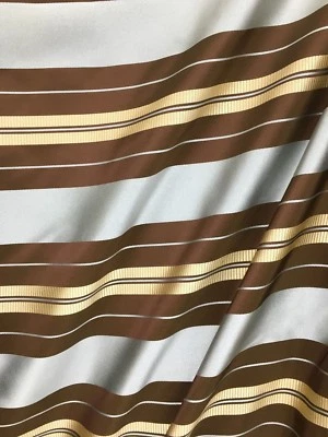 Tela para cortinas de tapicería brocado a rayas (54 pulgadas) AZUL CLARO MARRÓN DORADO BTY Foto 1 de 3