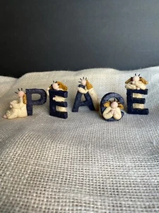 Catherine Lillywhite's Saying/Word Peace With Angels Folk Art Country Primitive - Picture 1 of 15